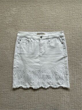 Vintage White Eyelet Denim Skirt
